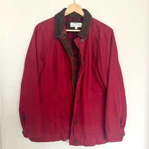 Orvis Jacket Women Red Corduroy Collar Plaid Lined Barn Field Coat Pocket LARGE